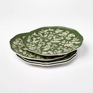 Studio McGee 8.5" 4pk Melamine Floral Salad Plates Green -Threshold